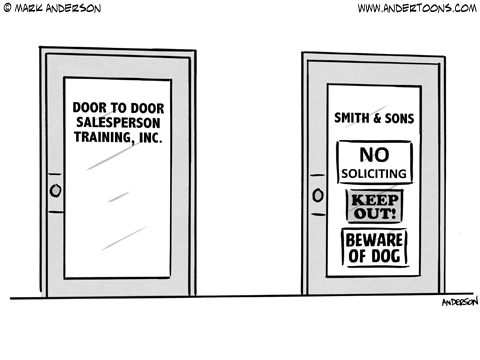 Door to Door Salesmen Cartoon.