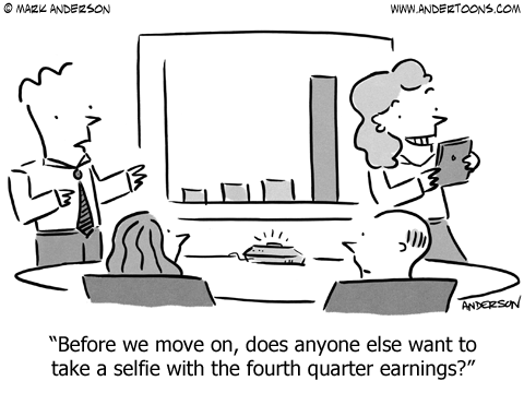 Business Earnings Selfie Cartoon.