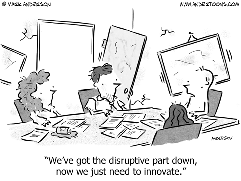 Distruption and Innovation Business Cartoon.