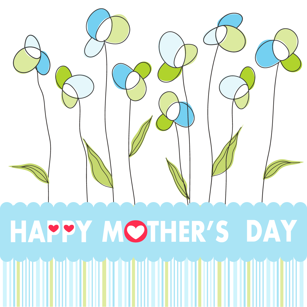 White and blue Mother's Day card.
