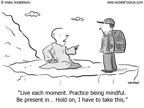 Mindfulness Meditation Cartoon.
