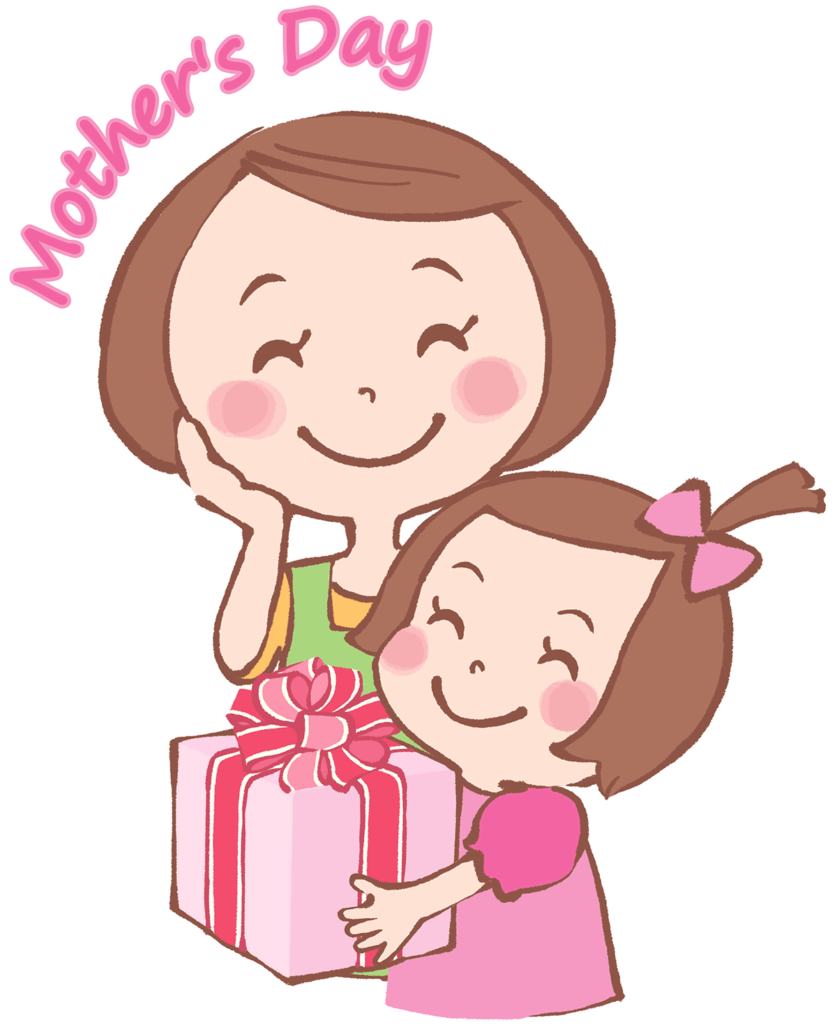 Daughter giving her mother a present on Mother's Day.